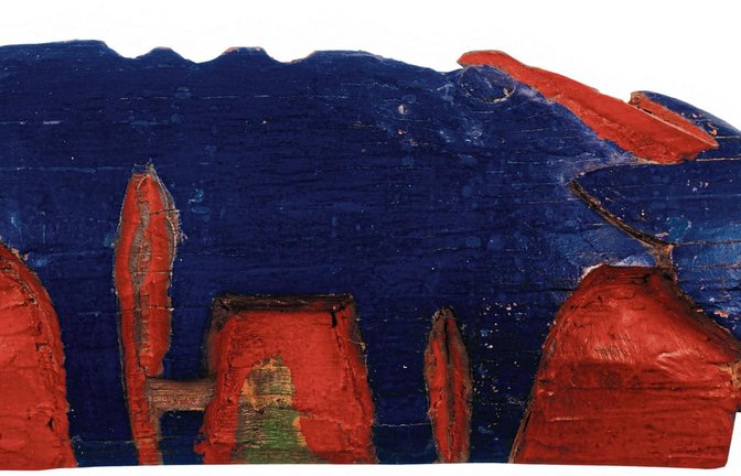 Holz, Halbrelief, farbig gefasst: Ziege II von 1922 von Ernst Ludwig Kirchner. Fotos: p