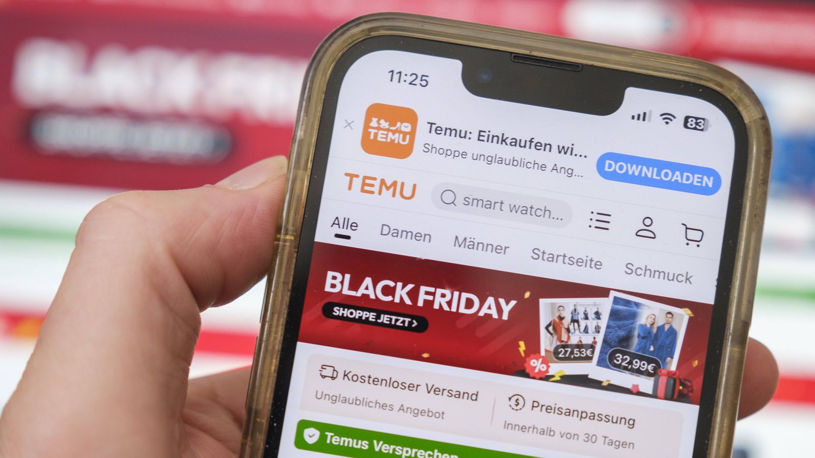 Mit 16,3 Millionen monatlichen Nutzern ist Temu in Deutschland beliebter als irgendwo sonst in der Europäischen Union.Foto: IMAGO/Guido Schiefer/IMAGO/Guido Schiefer