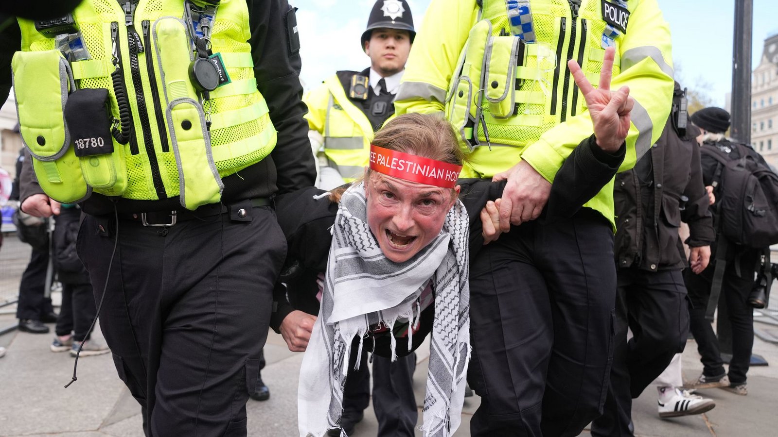 Bei der Demo in London gab es Hunderte Festnahmen.Foto: Lucy North/PA/AP/dpa