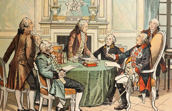 König Friedrich Wilhelm II. von Preußen bei einer Kabinettssitzung in Berlin um 1790.<span class='image-autor'>Foto: Imago/Imagebroker</span>
