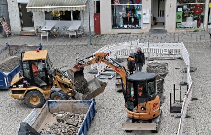 Wenn der Vaihinger Marktplatz zur Baustelle wird. Foto: Bögel