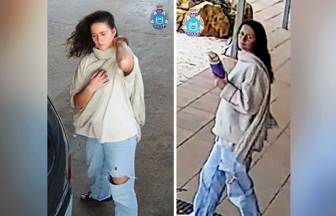 Von der Polizei zur Verfügung gestellte Überwachungskamera- Fotos von  zeigen die vermisste Carolina.<span class='image-autor'>Foto: Western Australia Police/Supplied</span>