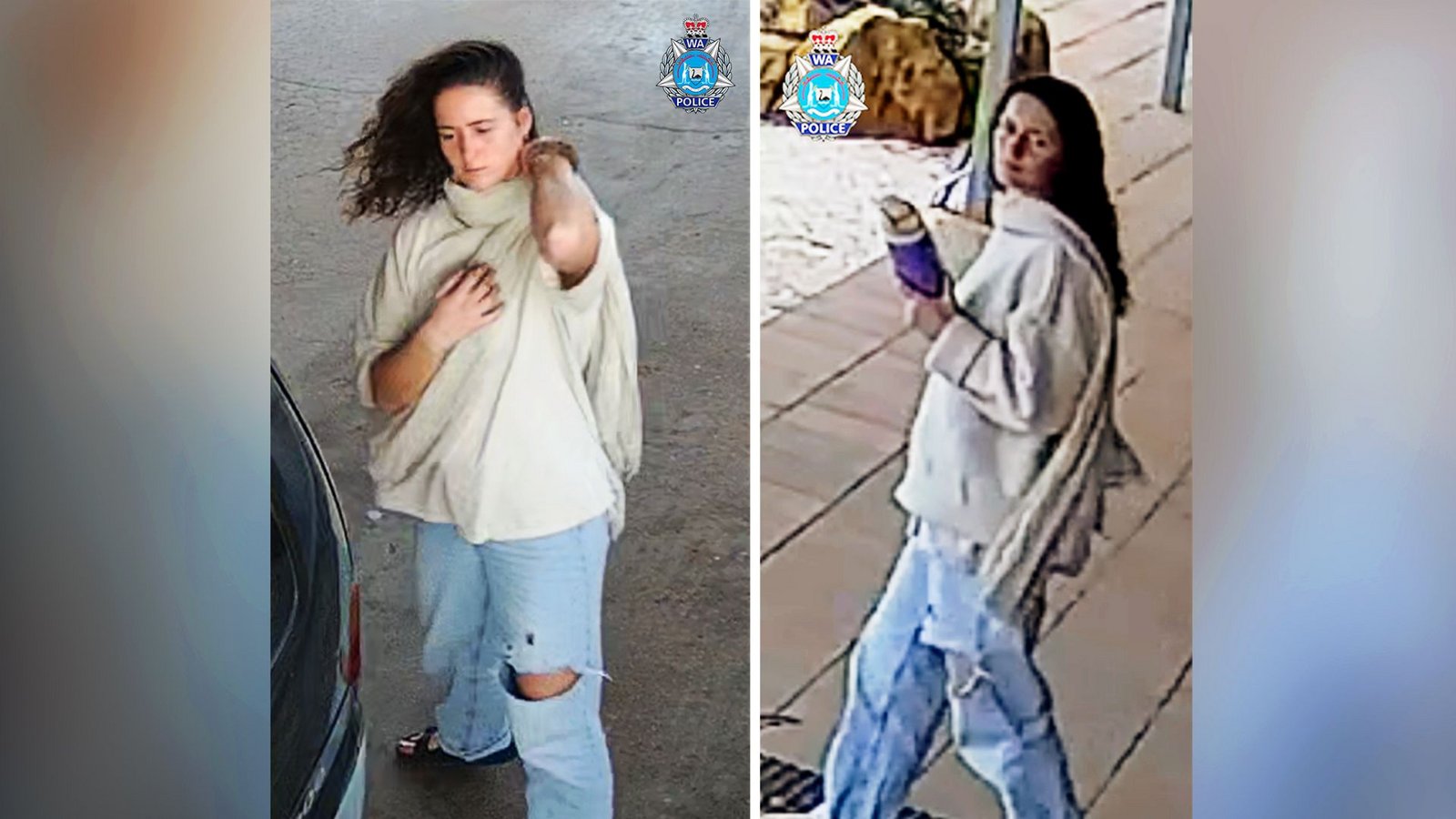 Von der Polizei zur Verfügung gestellte Überwachungskamera- Fotos von zeigen die vermisste Carolina.Foto: Western Australia Police/Supplied Von der Polizei zur Verfügung gestellte Überwachungskamera- Fotos von zeigen die vermisste Carolina.Foto: Western Australia Police/Supplied