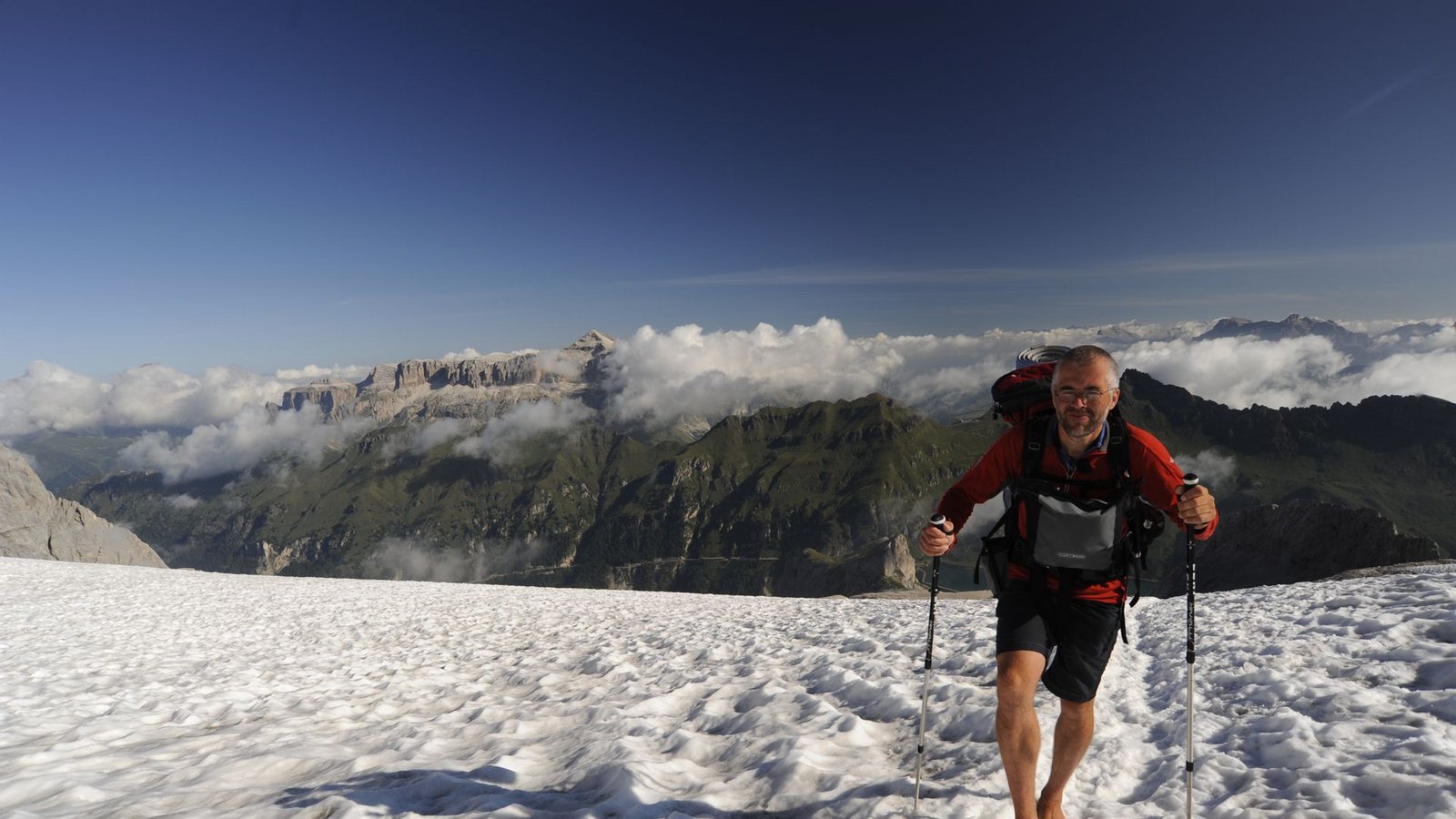 Der Aufstieg über den Gletscher auf die Marmolada, mit 3342 Metern der höchste Dolomitengipfel, war eine echte Herausforderung für Martl Jung.Foto: Martl Jung Der Aufstieg über den Gletscher auf die Marmolada, mit 3342 Metern der höchste Dolomitengipfel, war eine echte Herausforderung für Martl Jung.Foto: Martl Jung