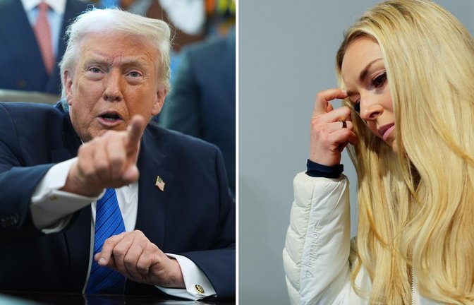 Donald Trump und Lindsey Vonn werden in diesem Leben wohl keine Freunde mehr (Archivbilder).<span class='image-autor'>Foto: Michael Kappeler/AP/dpa</span>