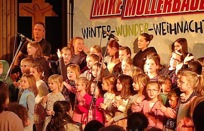 Es wird gemeinsam gesungen: Mike Müllerbauer in Sachsenheim.  <span class='image-autor'>Foto: Glemser</span>