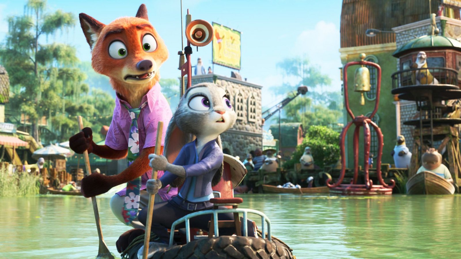 Häsin Judy und Fuchs Nick ermitteln in den Sümpfen vor den Toren der Stadt.Foto: © Disney Häsin Judy und Fuchs Nick ermitteln in den Sümpfen vor den Toren der Stadt.Foto: © Disney
