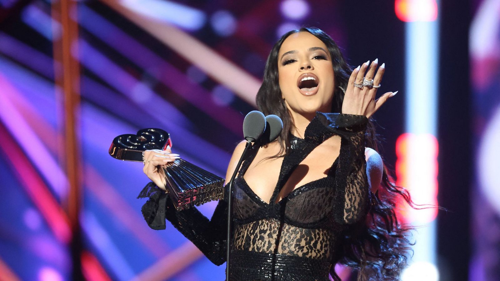 In der Kategorie „Latin Pop/Reggaeton Song Of The Year“ gewann Becky G.Foto: Getty Images via AFP/MONICA SCHIPPER In der Kategorie „Latin Pop/Reggaeton Song Of The Year“ gewann Becky G.Foto: Getty Images via AFP/MONICA SCHIPPER