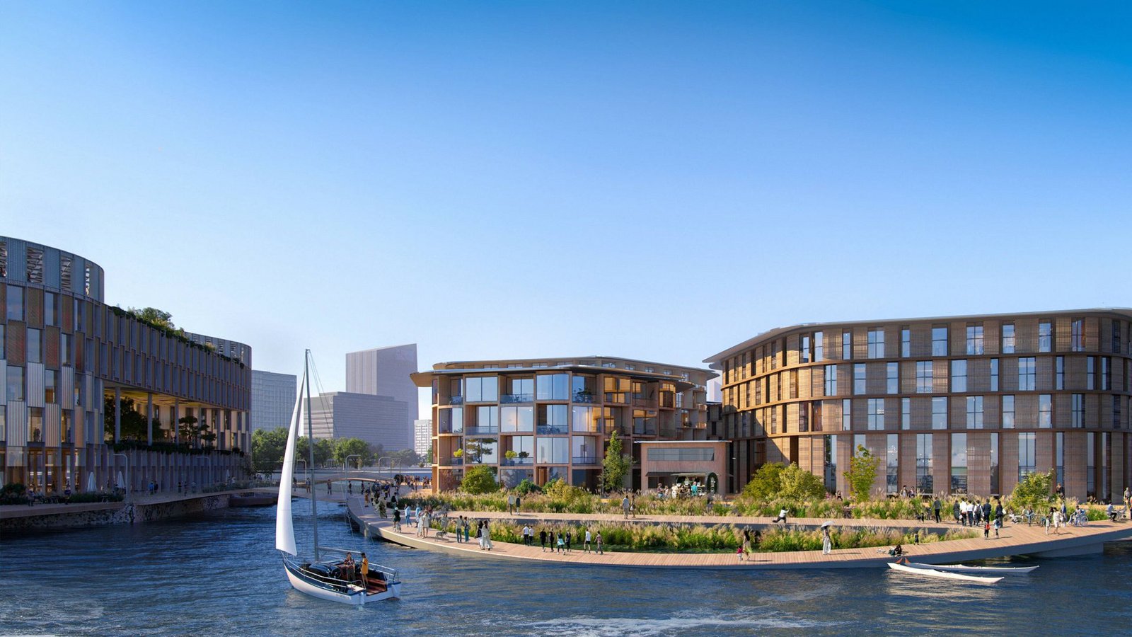 In „Oceanix“ bestehen die Gebäude aus windabweisenden Flachbauten.Foto: Imago/Cover-Images In „Oceanix“ bestehen die Gebäude aus windabweisenden Flachbauten.Foto: Imago/Cover-Images