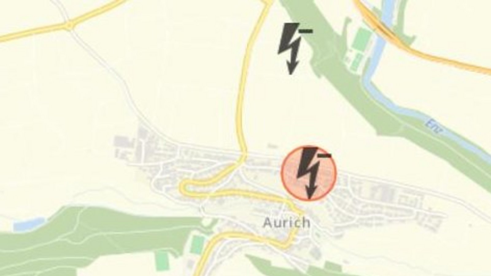 Kachelmannwetter verzeichnet auf seiner Blitzortung am Donnerstag, 16.49 Uhr, diesen „starken Knaller“.  Screenshot: Rücker