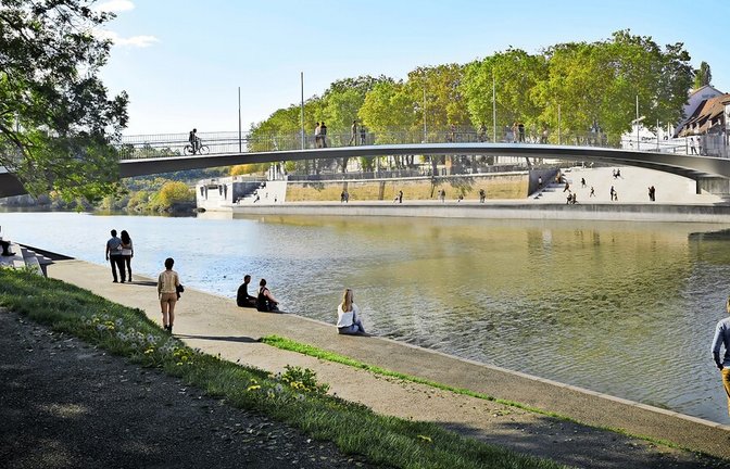 Schmal und elegant, mit Sitzstufen an beiden Neckarufern – so soll die neue Wilhelmsbrücke im Jahr 2029 einmal aussehen.<span class='image-autor'>Foto: &nbsp;</span>