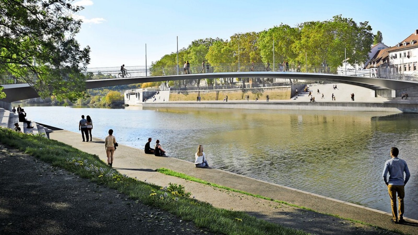 Schmal und elegant, mit Sitzstufen an beiden Neckarufern – so soll die neue Wilhelmsbrücke im Jahr 2029 einmal aussehen.Foto: Schmal und elegant, mit Sitzstufen an beiden Neckarufern – so soll die neue Wilhelmsbrücke im Jahr 2029 einmal aussehen.Foto: 
