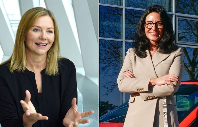 Sabine Kohleisen und Barbara Frenkel (von links) waren im Vorstand von Dax-Unternehmen und beteiligen sich nun an einem Mentoring-Programm für Frauen in der Autoindustrie.<span class='image-autor'>Daimler AG/Michael Dannenmann, Simon Granville</span>
