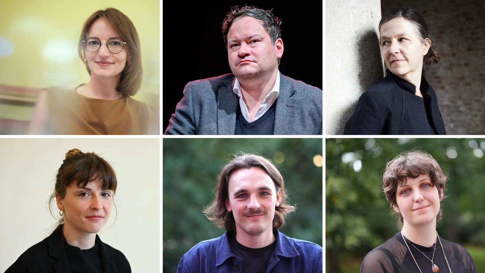 Vier Frauen, zwei Männer: Jehona Kicaj, Thomas Melle, Christine Wunnicke, Jehona Kicaj, Kaleb Erdmann und Dorothee Elmiger (von links oben im Uhrzeigersinn)Foto: Marcus Brandt/dpa Vier Frauen, zwei Männer: Jehona Kicaj, Thomas Melle, Christine Wunnicke, Jehona Kicaj, Kaleb Erdmann und Dorothee Elmiger (von links oben im Uhrzeigersinn)Foto: Marcus Brandt/dpa