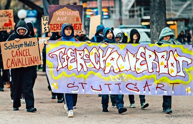 Gegen Veranstaltungen mit Tieren wurde auf dem Schlossplatz demonstriert.<span class='image-autor'>Foto: Lg/Schmidt</span>