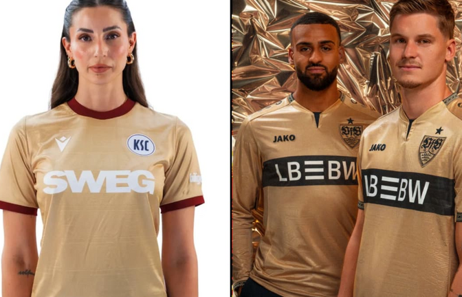 Der KSC und VfB haben in der kommenden Saison eine ganz ähnliche Trikotfarbe. Ist das der Beginn einer wunderbaren Freundschaft?<span class='image-autor'>KSC, VfB</span>