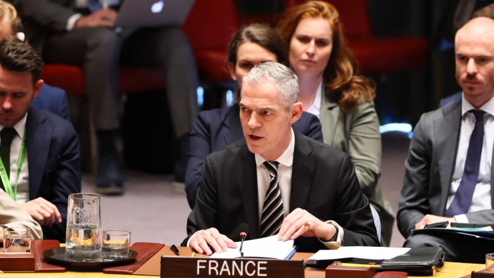 Nach einem Wortbeitrag des französischen UN-Botschafters Jérome Bonnafont verließen die US-Vertreter aus Protest die Sitzung des UN-Sicherheitsrats (Archivfoto).MICHAEL M. SANTIAGO/AFP