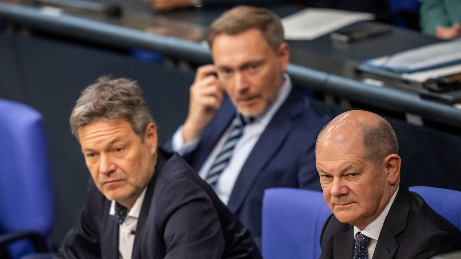 Olaf Scholz, Robert Habeck und Christian Lindner – damals noch gemeinsam im Bundestag.Foto: dpa