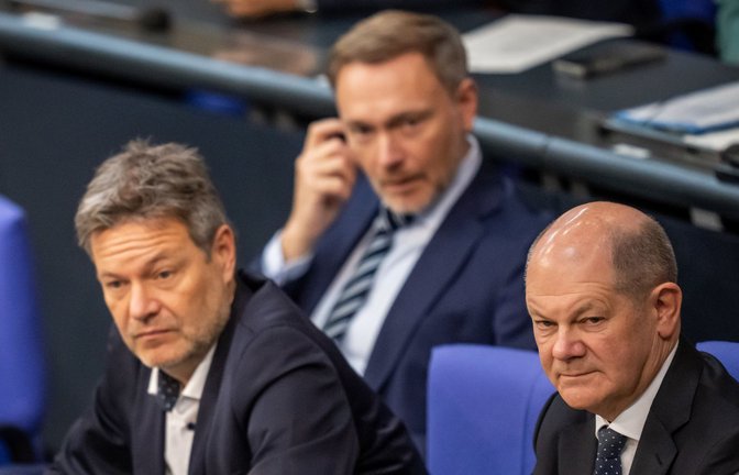Olaf Scholz, Robert Habeck und Christian Lindner – damals noch gemeinsam im Bundestag.<span class='image-autor'>Foto: dpa</span>