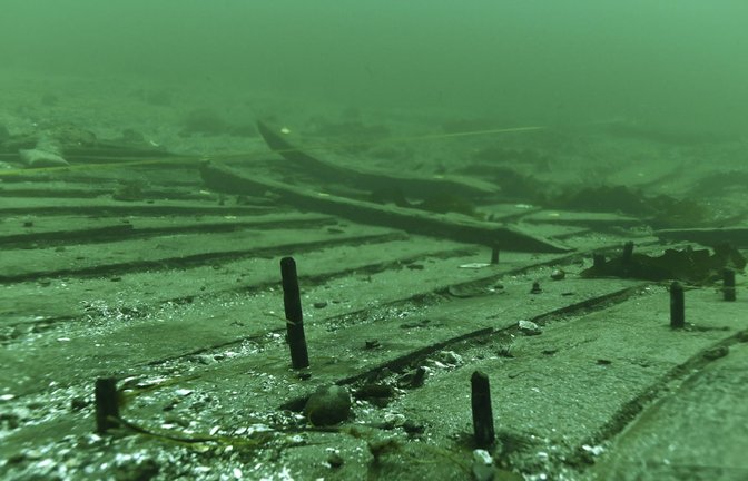 Reste des Schiffsrumpfs der Kogge liegen in 13 Metern Tiefe im Meeresgrund des Øresunds vor Kopenhagen.<span class='image-autor'>Foto: Imago/Jam Press</span>