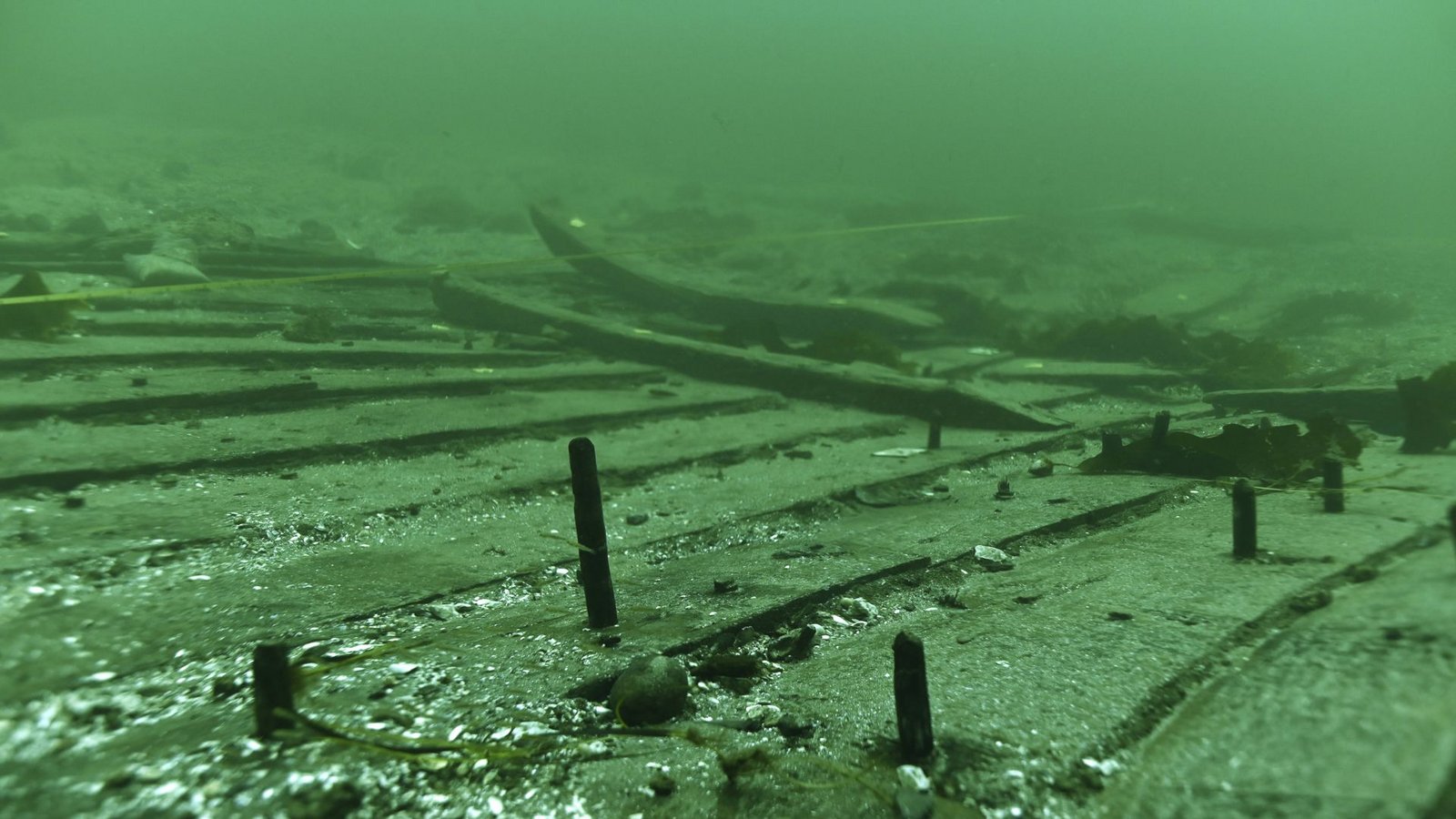 Reste des Schiffsrumpfs der Kogge liegen in 13 Metern Tiefe im Meeresgrund des Øresunds vor Kopenhagen.Foto: Imago/Jam Press Reste des Schiffsrumpfs der Kogge liegen in 13 Metern Tiefe im Meeresgrund des Øresunds vor Kopenhagen.Foto: Imago/Jam Press