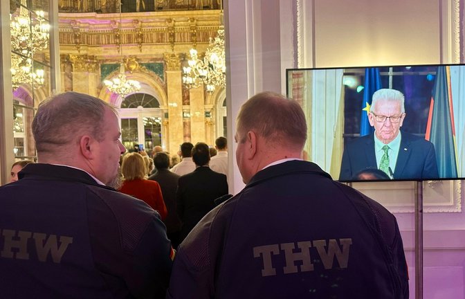 Stille Schaffer: Vertreter des Technischen Hilfswerks beim Neujahrsempfang von Ministerpräsident Winfried Kretschmann im Neuen Schloss.<span class='image-autor'>Foto: Jan Sellner</span>