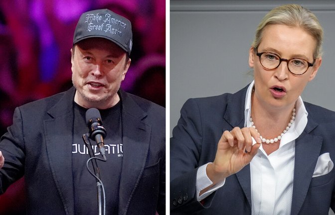 Sie sprachen mehr als eine Stunde: US-Milliardär Elon Musk und AfD-Chefin Alice Weidel.<span class='image-autor'>Foto: Evan Vucci/Kay Nietfeld/AP/dpa</span>