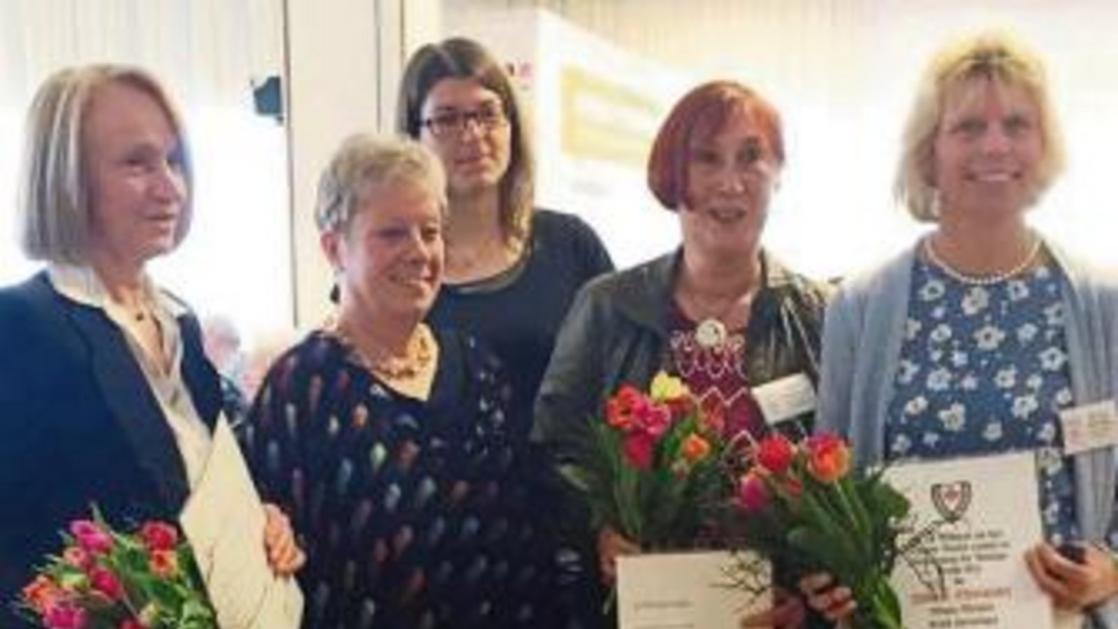 Ehrungen (von links): Angelika Raith, Präsidentin Bärbel Vorrink, Verena Hecht, Sigrid Christiansen und Monika Michalek. Foto: p