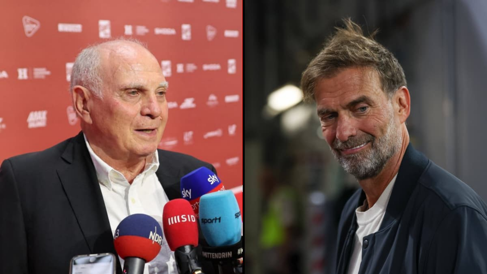 Bayern-Ehrenpräsident Uli Hoeneß (links) und Bundestrainer Jürgen KloppChristian Charisius/dpa / IMAGO/Eibner-Pressefoto/Jenni Maul Bayern-Ehrenpräsident Uli Hoeneß (links) und Bundestrainer Jürgen KloppChristian Charisius/dpa / IMAGO/Eibner-Pressefoto/Jenni Maul