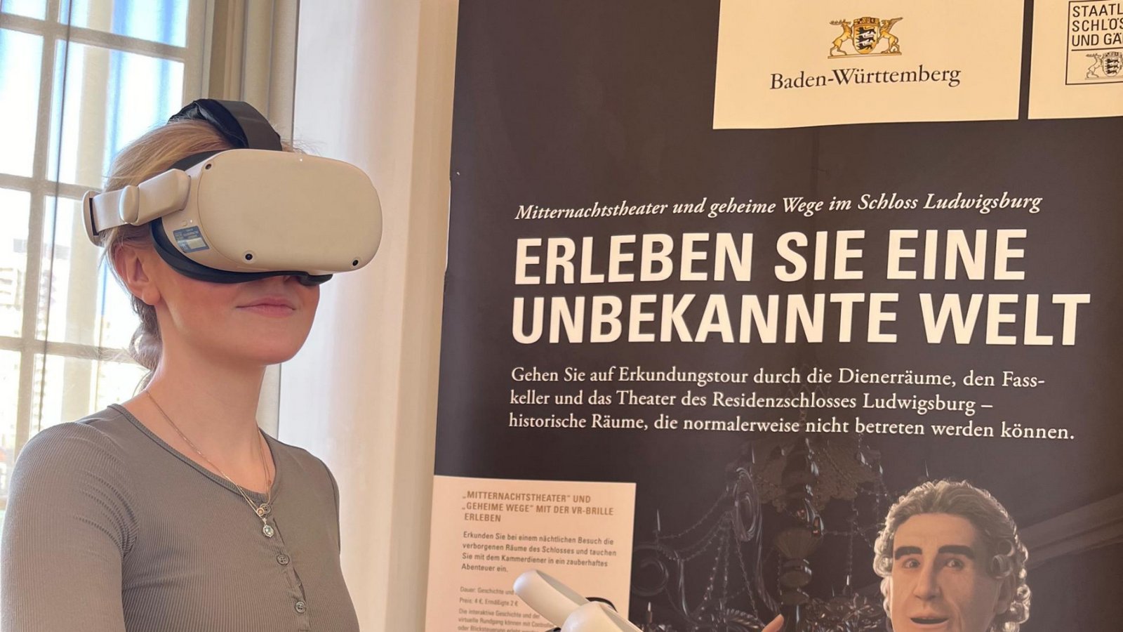 Mit der Virtual-Reality-Brille lässt sich das Schloss ab April erkunden. Foto: SSG Mit der Virtual-Reality-Brille lässt sich das Schloss ab April erkunden. Foto: SSG