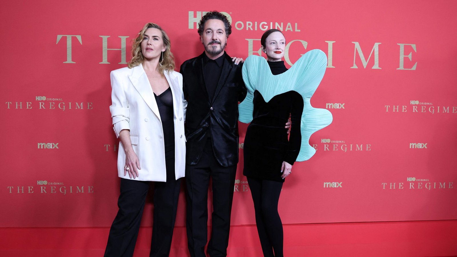 Guillaume Gallienne mit Kate Winslet (links) und Andrea Riseborough (rechts).Foto: AFP/CHARLY TRIBALLEAU