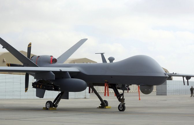 Kampfdrohnen wie das US-amerikanische Gerät vom Typ MQ-9 entscheiden inzwischen Kriege. Die Entwicklung in Europa hängt auch in diesem Bereich hinterher.<span class='image-autor'>Foto: dpa</span>