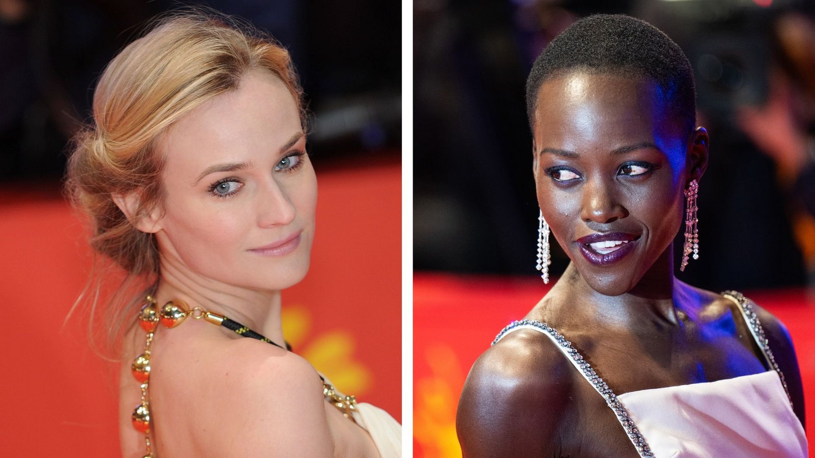 Zwei Darstellerinnen der Helena: Diane Kruger (l) und Lupita Nyong'o. (Archivbilder)Foto: Jörg Carstensen/Hannes P Albert/dpa