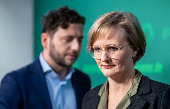 Der Fall erreicht die Bundesspitze: Am Montag nahmen die Co-Parteichefs Franziska Brantner und Felix Banaszak Stellung zum Fall Gelbhaar.<span class='image-autor'>Foto: dpa/Michael Kappeler</span>