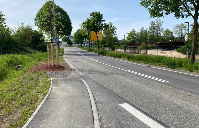 Beim abrupt endenden Gehweg mit den neu gepflanzten Bäumen handelt es sich nicht etwa um einen Schildbürgerstreich. Auf dem Foto von Reinhold Grözinger von der Neuen Bahnhofstraße am geplanten Gewerbegebiet Fuchsloch III ist vielmehr die Stelle zu sehen, an der es laut Auskunft der Stadt Vaihingen „irgendwann eine Fußgängerquerung“ geben wird. Diese werde aber noch nicht geplant, denn die ersten Grundstücke des Gewerbegebiets würden frühestens in eineinhalb Jahren so weit bebaut sein, sodass dann hier die ersten Fußgänger unterwegs sein dürften. Von einer Umwidmung der Straße in eine innerörtlich liegende Straße hänge auch ab, wie der Überweg beschaffen sein muss. Das Gelände des Gewerbegebiets sei außerdem gesperrt, auch für Fußgänger, lässt die Pressestelle noch wissen: „Eigentlich dürfen auf dem Gehweg noch keine Menschen unterwegs sein.“ Die Querung erfolge aktuell am Überweg am Bahnhof.