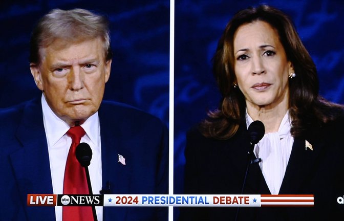 Am 10. September trafen Trump und Harris bei einem TV-Duell aufeinander. Bis November kämpfen die beiden noch um das Präsidentschaftsamt.<span class='image-autor'>Foto: IMAGO/Xinhua/Li Rui</span>