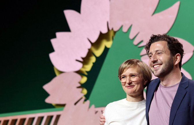 Franziska Brantner und Felix Banaszak sind die neuen Parteivorsitzenden der Grünen.<span class='image-autor'>Foto: AFP/DANIEL ROLAND</span>