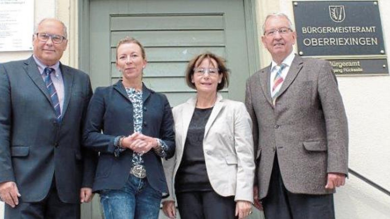 Bürgermeister Werner Somlai begrüßte FDP-Bundestagskandidatin Stefanie Knecht, Dagmar Holzberg und Friedrich Wahl (von links) im Oberriexinger Rathaus.  Foto: p
