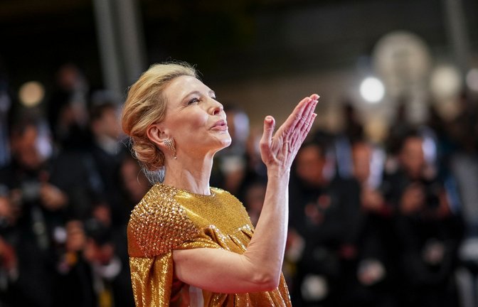 Cate Blanchett bei der Premiere ihres Films "Rumours" in Cannes.<span class='image-autor'>Foto: Scott A Garfitt/Invision/AP</span>