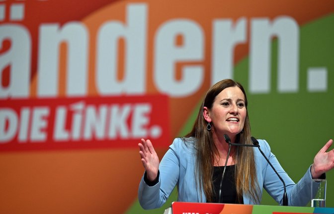 Linken-Chefin Janine  Wissler ist gegen den Verkauf der Logistik-Tochter DB-Schenker.<span class='image-autor'>Foto: dpa/Martin Schutt</span>