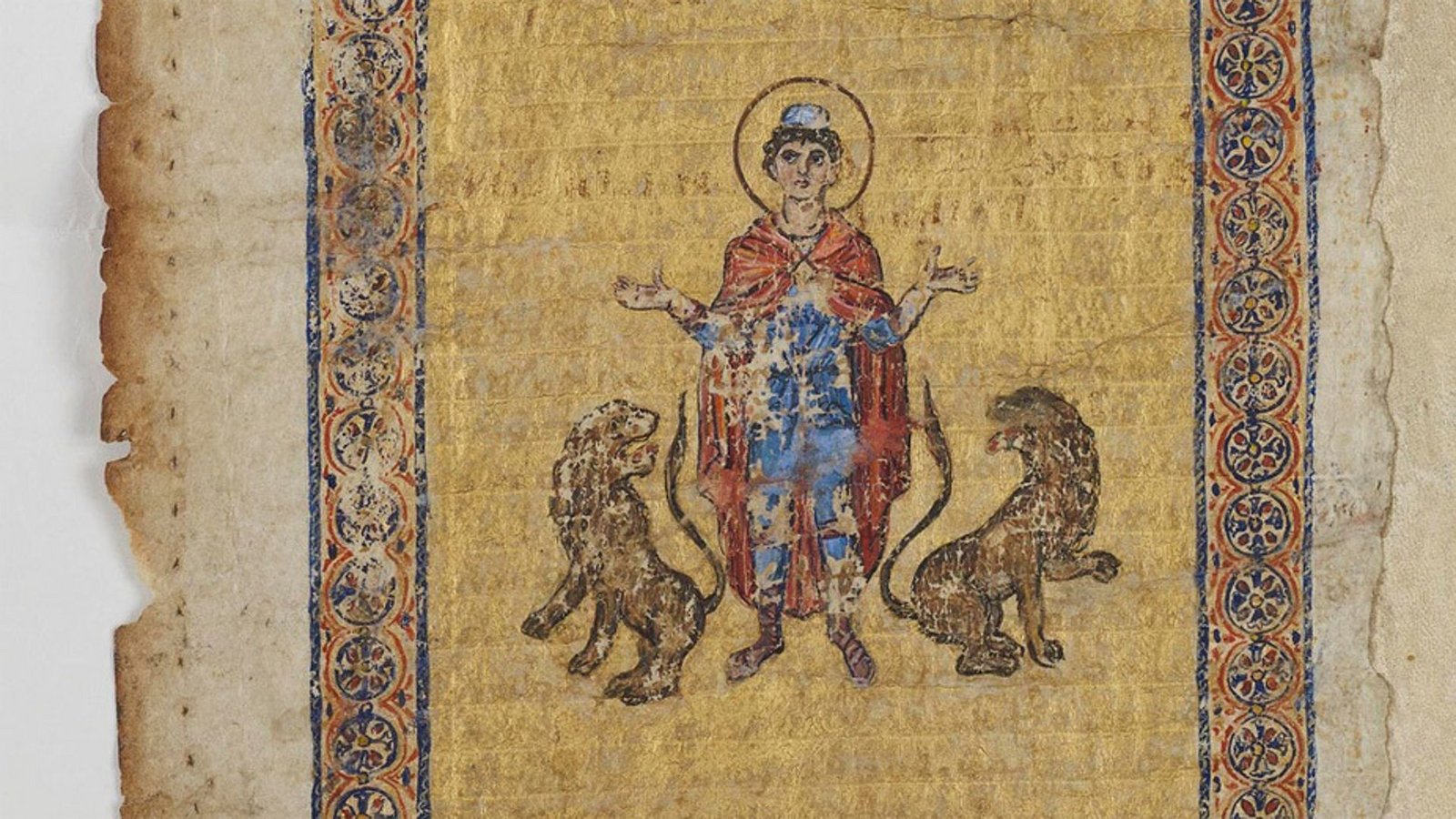 Unter dieser christlichen Illustration verbirgt sich eine byzantinische Abschrift eines Lehrtextes von Archimedes. Diese Seite des Archimedes-Palimpsests wurde erst jetzt wiedergefunden.Foto: © Blois, Musée des Beaux-Arts, Inv. 73.7.52. Photography IRHT-CNRS