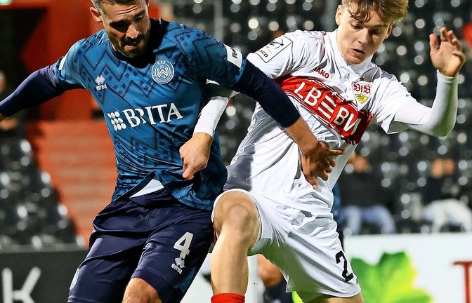 Gibt überwiegend beim VfB II alles auf dem Platz: Yanik Spalt (rechts)<span class='image-autor'>Foto: Baumann/</span>