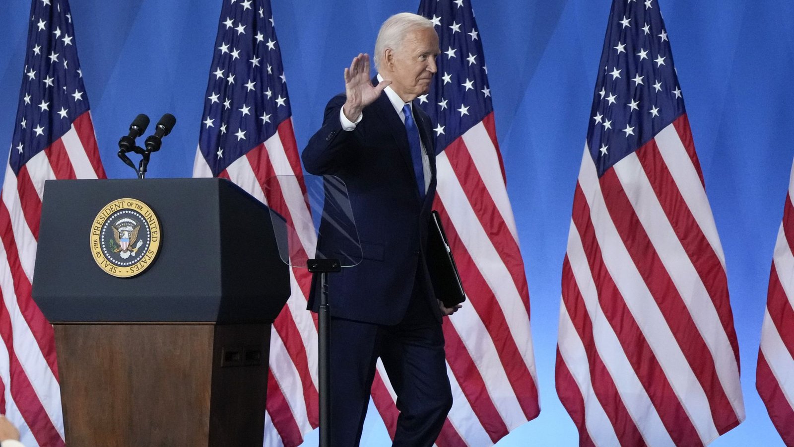 Joe Biden bei der Pressekonferenz am letzten Tag des Nato-Gipfels in Washington.Foto: dpa/Jacquelyn Martin Joe Biden bei der Pressekonferenz am letzten Tag des Nato-Gipfels in Washington.Foto: dpa/Jacquelyn Martin