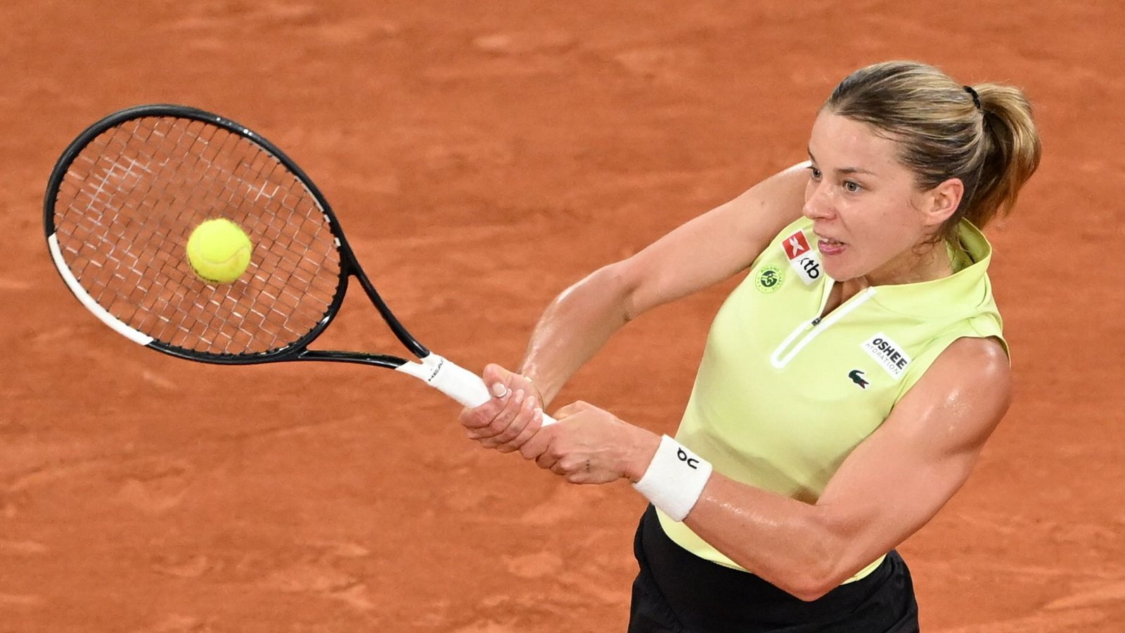 Maja Chwalinska bei einem Rückhandschlag.Foto: Emma Da Silva/AP/dpa