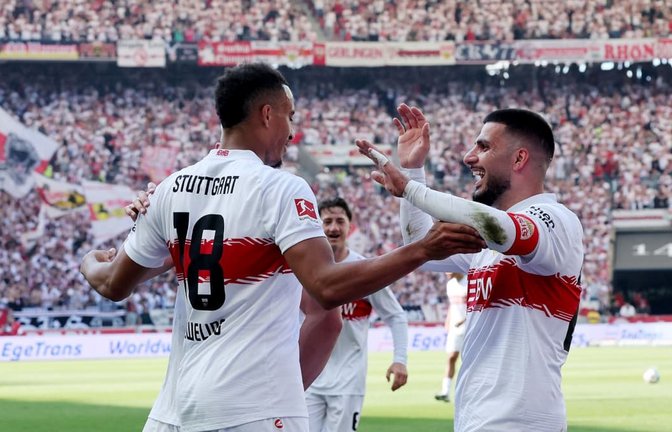 Jamie Leweling und Deniz Undav treten mit dem VfB zum zweiten Mal innerhalb von drei Jahren in der Champions League an.<span class='image-autor'>Pressefoto Baumann</span>