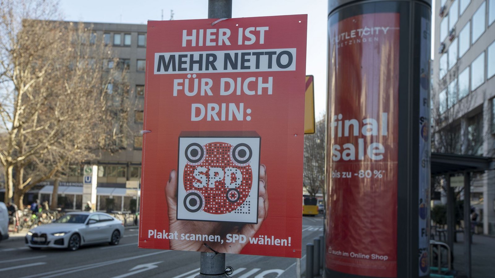 Die SPD schreibt von mehr Netto auf den Plakaten ...Foto: Lichtgut/Leif Piechowski