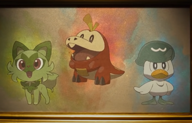 Die neuen Pokémon-Starter: Felori, Krokel und Kwaks (von links nach rechts)<span class='image-autor'>Foto: Game Freak / The Pokémon Company</span>
