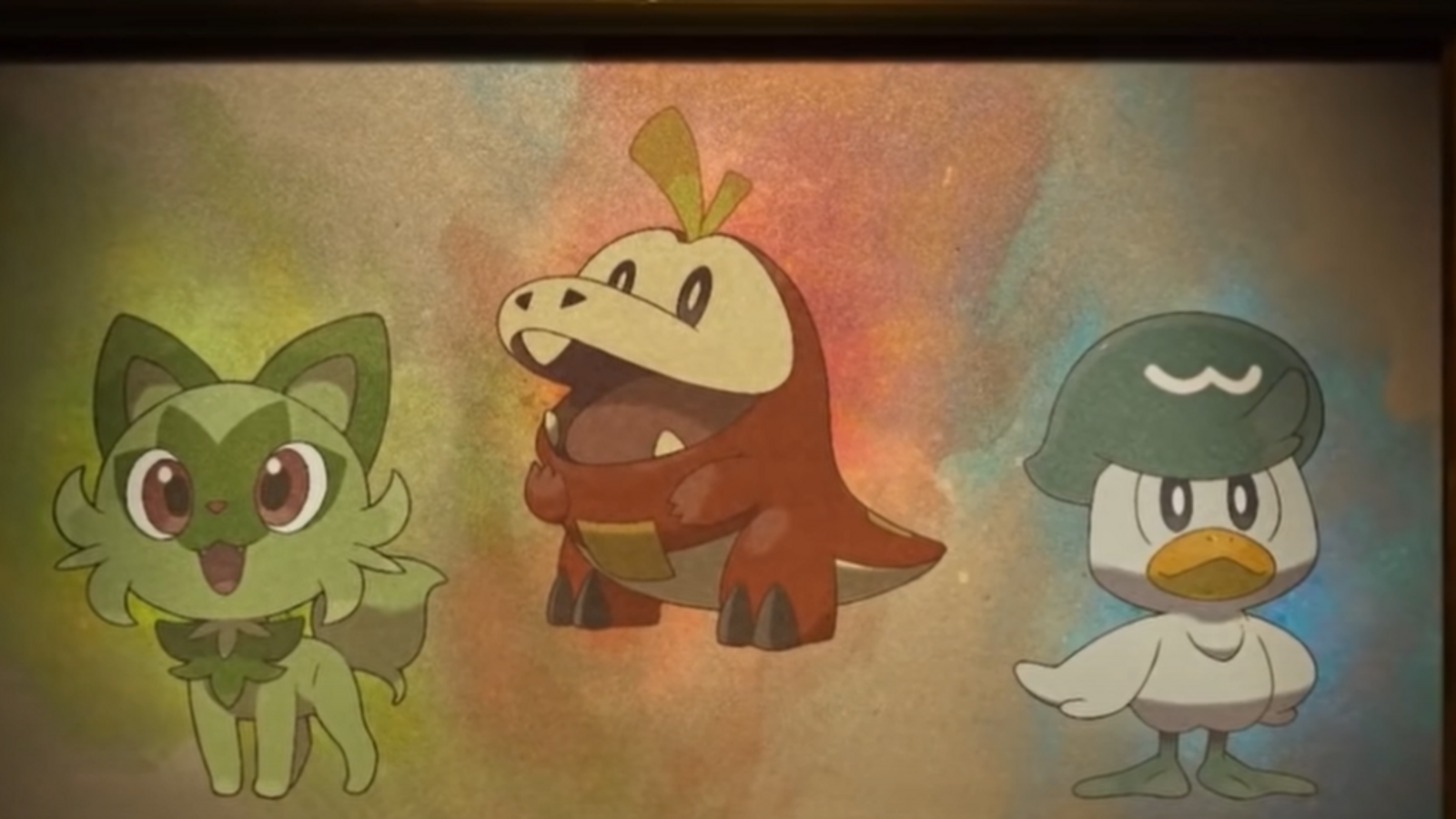 Die neuen Pokémon-Starter: Felori, Krokel und Kwaks (von links nach rechts)Foto: Game Freak / The Pokémon Company