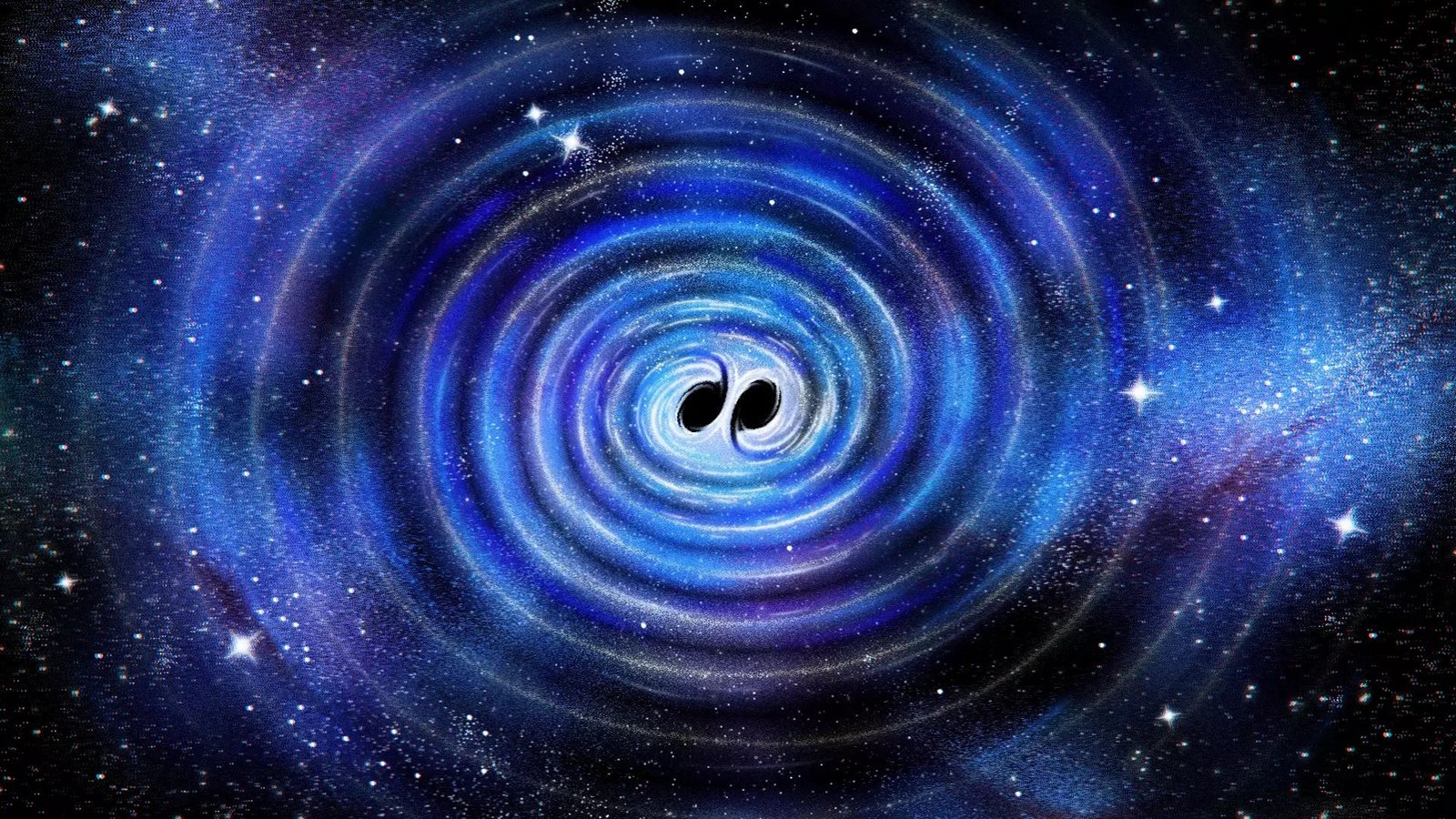 Künstlerische Darstellung eines neu entstandenen Schwarzen Lochs, das nach der Verschmelzung zweier Schwarzer Löcher unter Aussendung von Gravitationswellen abklingt.Foto: © Maggie Chiang für die Simons Foundation Künstlerische Darstellung eines neu entstandenen Schwarzen Lochs, das nach der Verschmelzung zweier Schwarzer Löcher unter Aussendung von Gravitationswellen abklingt.Foto: © Maggie Chiang für die Simons Foundation