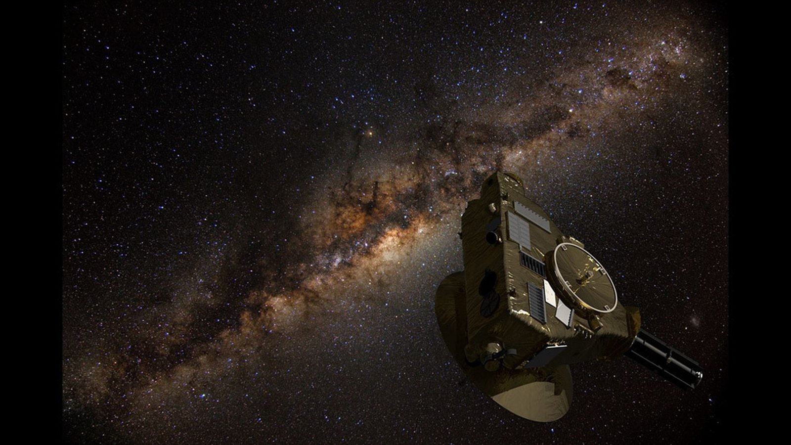 Die Nasa-Raumsonde „New Horizons“ hat vom bisher fernsten Standort im Sonnensystem aus gemessen, wie dunkel das Weltall ist.Foto: © Nasa/JHUAPL/SwRI/Serge Brunier (ESO)/Marc Postman (STScI)/Dan Durda Die Nasa-Raumsonde „New Horizons“ hat vom bisher fernsten Standort im Sonnensystem aus gemessen, wie dunkel das Weltall ist.Foto: © Nasa/JHUAPL/SwRI/Serge Brunier (ESO)/Marc Postman (STScI)/Dan Durda